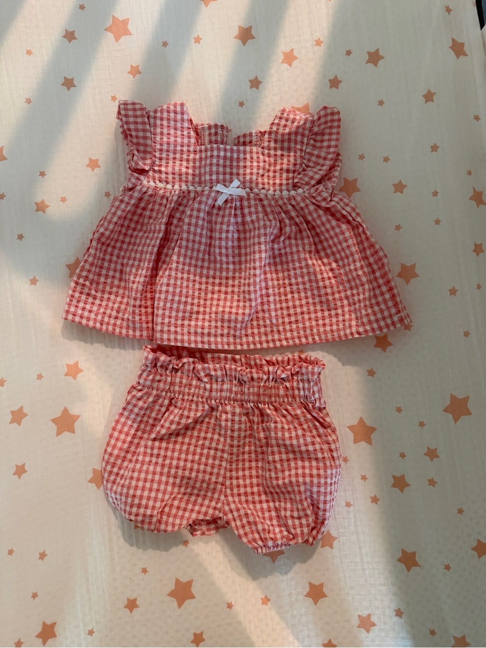 French Connection Pink & White Gingham Ruffle Top with Bloomers